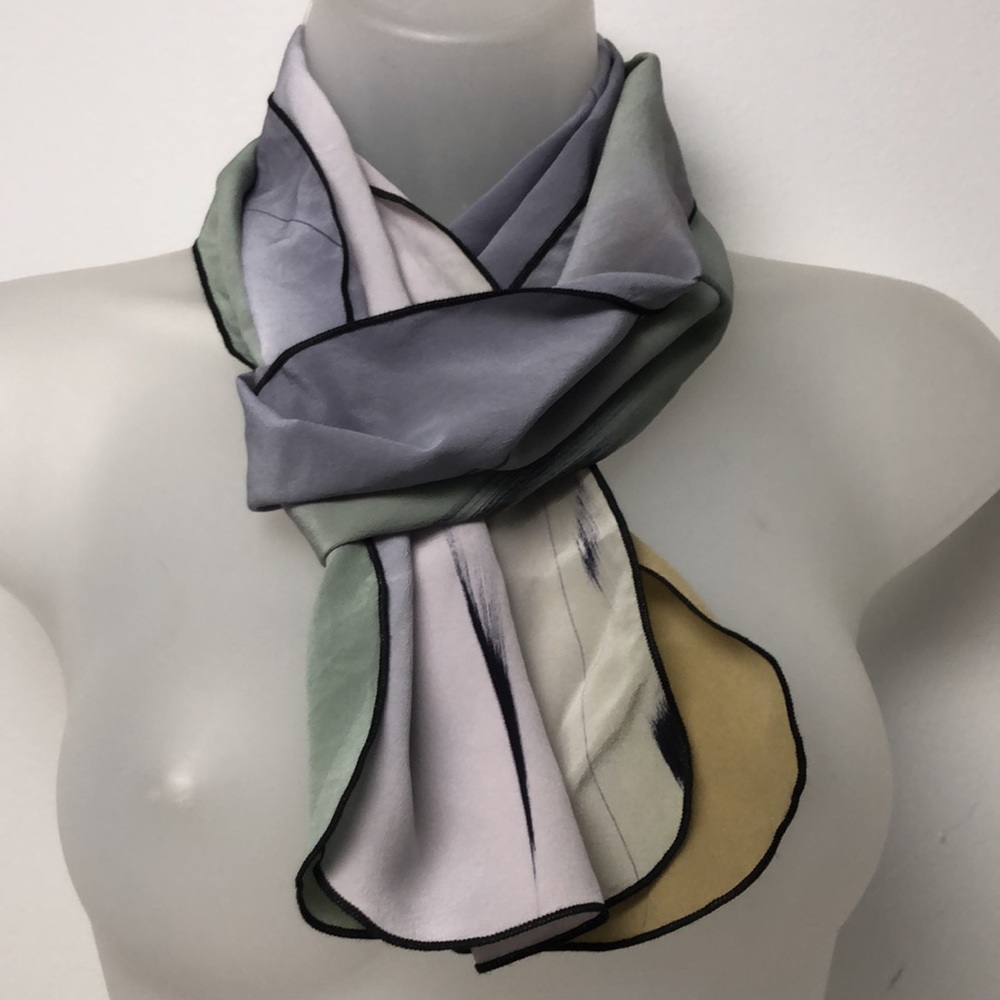 VTG Silk Oblong Hand Painted Scarf Ombre Color Scheme
